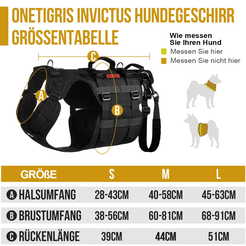 OneTigris Dog Harness, Invictus Support Harness, Lifting Harness for Medium Large Dogs, Safety Harness with 3 Handles, Removable Adjustable Shoulder Straps and Rear Leg Straps S Black - PawsPlanet Australia