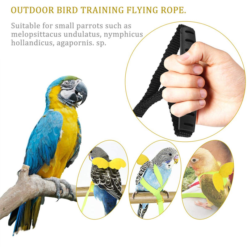 POPETPOP Bird Harness Vest Parrot Adjustable Leash with Angel Wings,Small Pet Outdoor Training Traction Rope Set for Parakeet Cockatiel Guinea Pig (Yellow) - PawsPlanet Australia