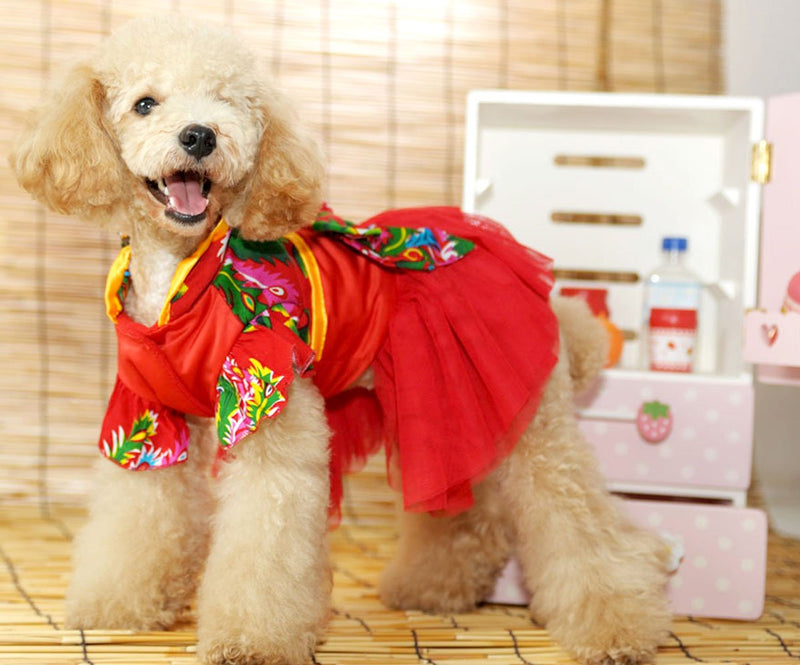 [Australia] - SMALLLEE_LUCKY_STORE Pet Chinese Traditional Wedding Dress X-Small 