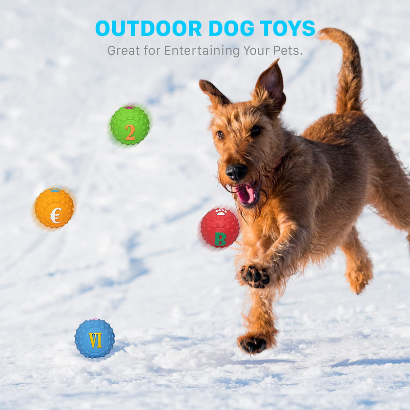 Hweey 4 PC Dog Squeaky Toys Chewing Durable Teething Rubber Interactive Soft Interactive Fetch Play Dog Balls Non-Toxic Fragrant Dog Balls with Fun Pattern for Puppy Small Medium Pet Dogs - PawsPlanet Australia