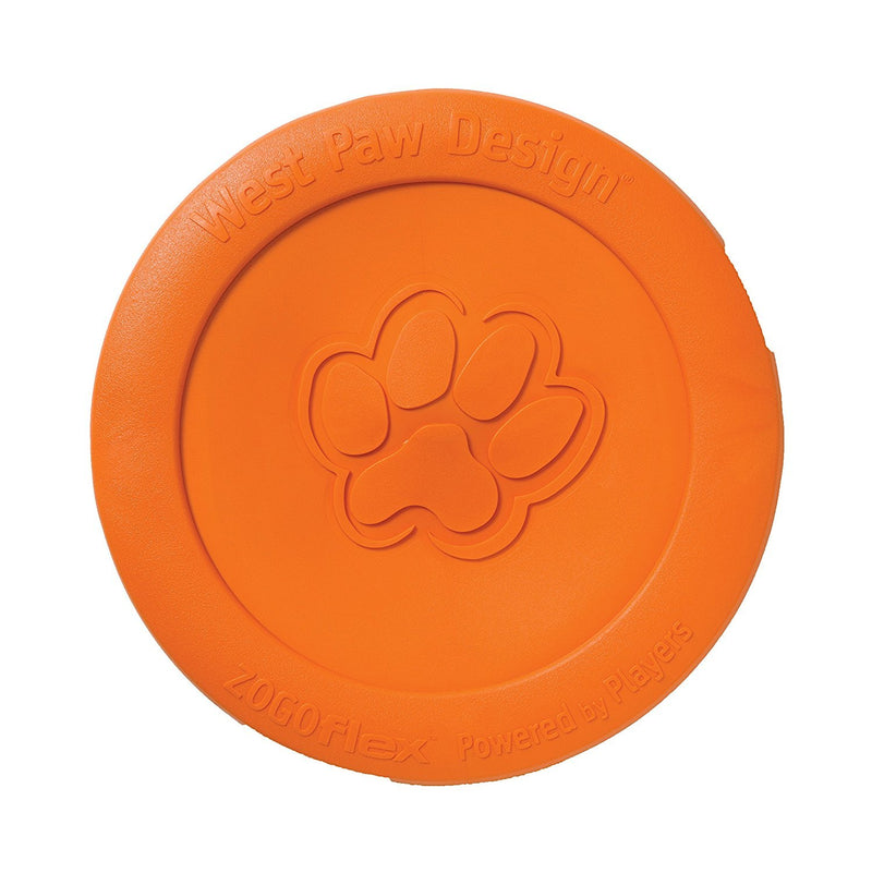 [Australia] - West Paw Zogoflex Zisc Dog Frisbee, High Flying Aerodynamic Disc for Dogs Puppy – Lightweight, Floatable Dog Frisbees for Fetch, Tug of War, Catch, Play – Doubles as Food/Water Bowl, Made in USA Large Tangerine 