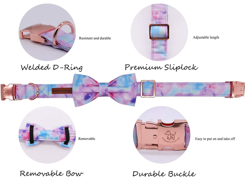 [Australia] - Elegant little tail Dog Collar with Bow, Soft&Comfy Bowtie Dog Collar, Adjustable Pet Gift Collars for Small Medium Large Dogs XS Colorful 