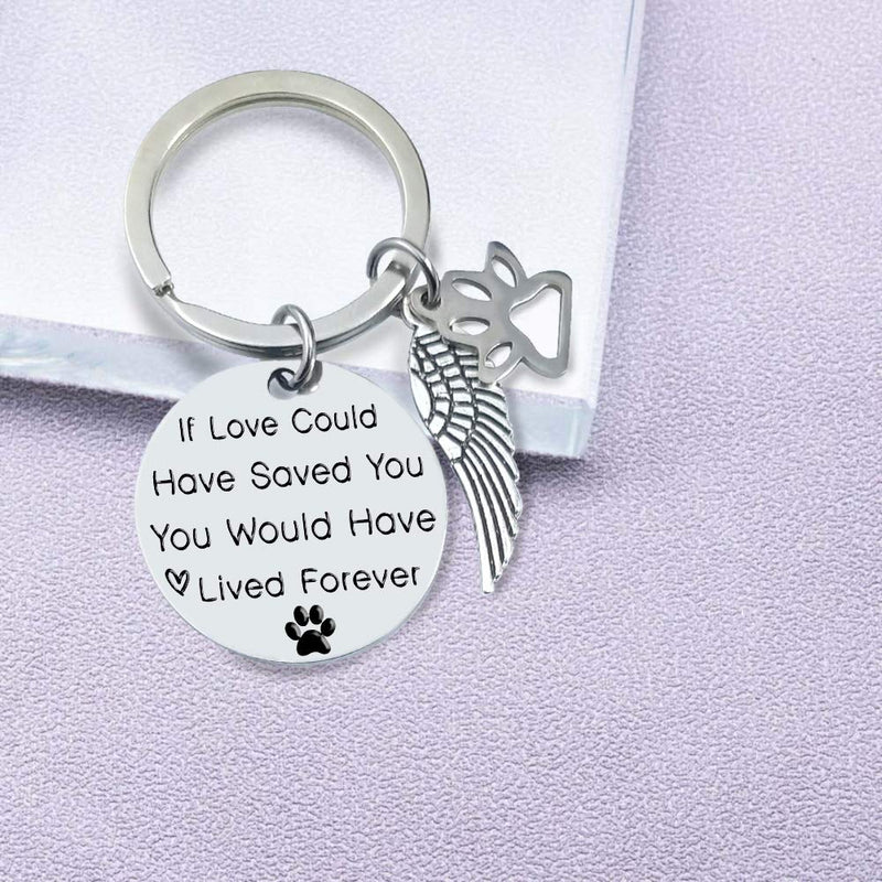 [Australia] - Pet Memorial Gift Keychain for Dogs Cats Personalized Loss of Pet Sympathy DIY Crafts Keepsake If Love Could Have Saved You, You Would Have Lived Forever Key Ring 