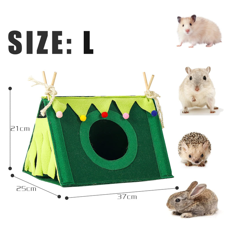 TUAKIMCE Guinea Pig House Bed Small Animal Hideout Hamster Hideaway Tent House Triangular Shelter for Hamster Guinea Pig Hedgehog Dwarf rabbit Degu Ferret Chinchilla green+wash cloth - PawsPlanet Australia