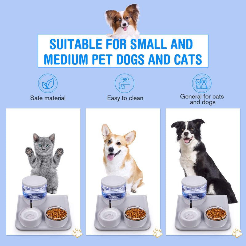 Pet Food Feeder and Automatic Water Dispensers Set, Detachable Dog Feeder Bowl No-Spill Pet Food Water Bowls for Cats and Dog - PawsPlanet Australia