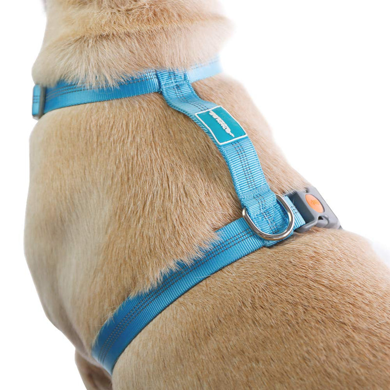 ThinkPet Reflective Adjustable Comfort Nylon Dog Halter Harness, Easy On and Off, No Choke Dog Walking Harness S Blue - PawsPlanet Australia