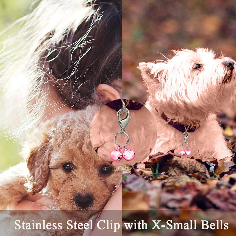IVIA PET 4 Sets Cat Bell for Dog Collar Charm Training Pet Pendant Accessories with 2 Pack Stainless Steel Dog Tag Clips X-S Pink - PawsPlanet Australia