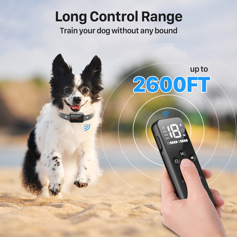Vsezund Dog Training Collar, Rechargeable Shock Collar for Dogs with Vibration, Electric Shock, Beep, Security Lock, Remote and Waterproof for Small, Medium, Large Dogs - PawsPlanet Australia