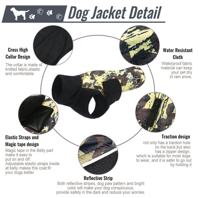 ALAGIRLS Dog Coat Winter Small Dogs Dog Coat Dog Coat with Harness Large Dogs ALADC002 BrownStarCamo L BrownStarCamo - PawsPlanet Australia