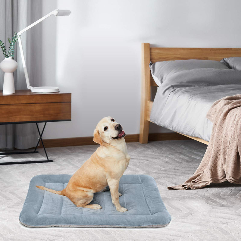 Hero Dog Medium Dog Bed Crate Pad Mat 35 Inch Washable Matteress Anti Slip Cushion for Pets Sleeping Blue Grey - PawsPlanet Australia