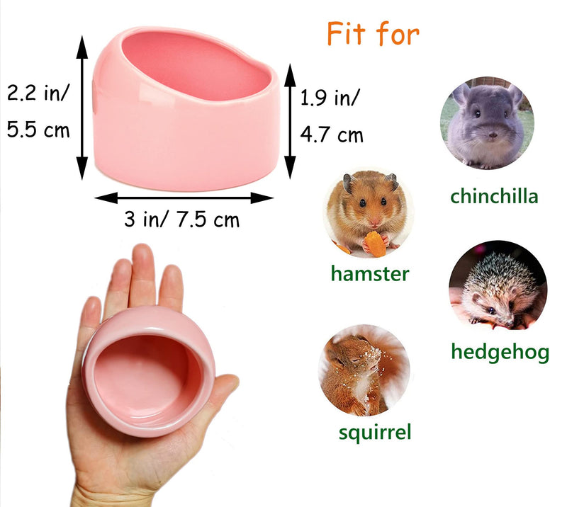 JSLZF Hamster Bowl Hamster Food Dish Ceramic Small Animal Bowl Prevent Knocking Over, Food Splashing and Chewing Feeding Dish for Gerbil Chinchilla Rat Ferret Hedgehog (3 PCS) 3x1.9in - PawsPlanet Australia