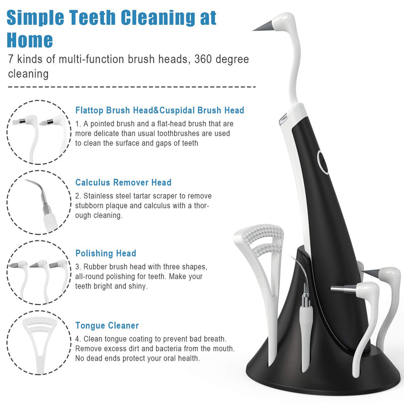 Atmonas Electric Tooth Polisher, 7-in-1 Professional Teeth Cleaning Kit with 5 Adjustable Modes & LED Light, Electric Dental Calculus Remover for Kids Adult - PawsPlanet Australia