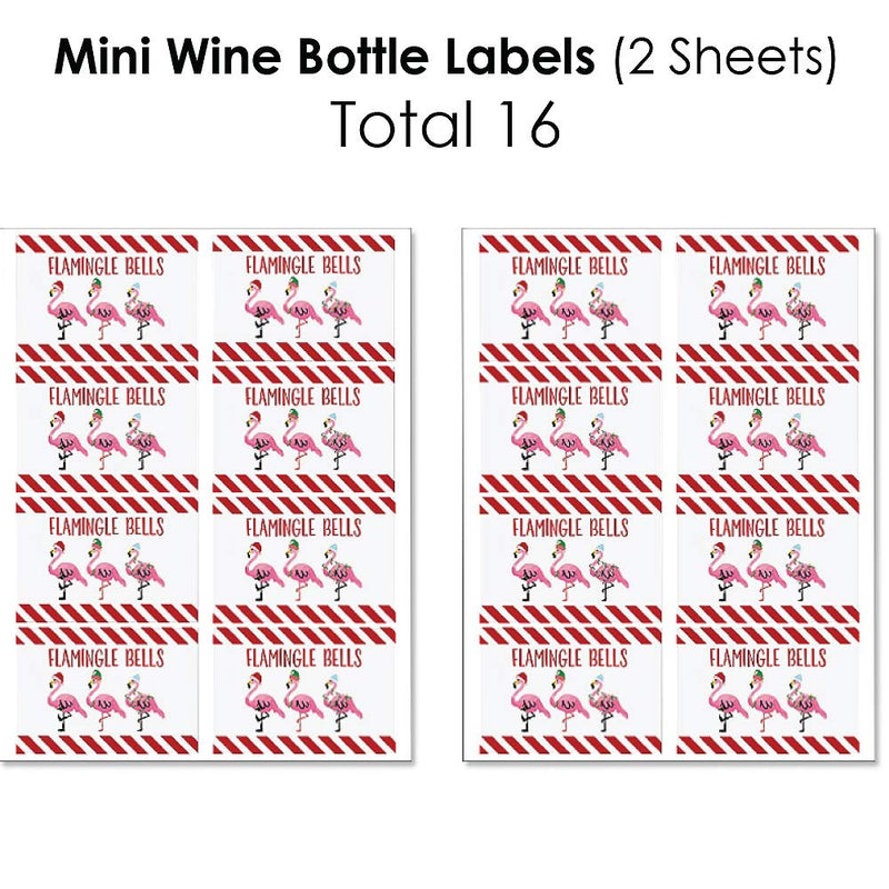 Big Dot of Happiness Flamingle Bells - Mini Wine Bottle Labels, Wine Bottle Labels and Water Bottle Labels - Tropical Christmas Party Decorations - Beverage Bar Kit - 34 Pieces - PawsPlanet Australia