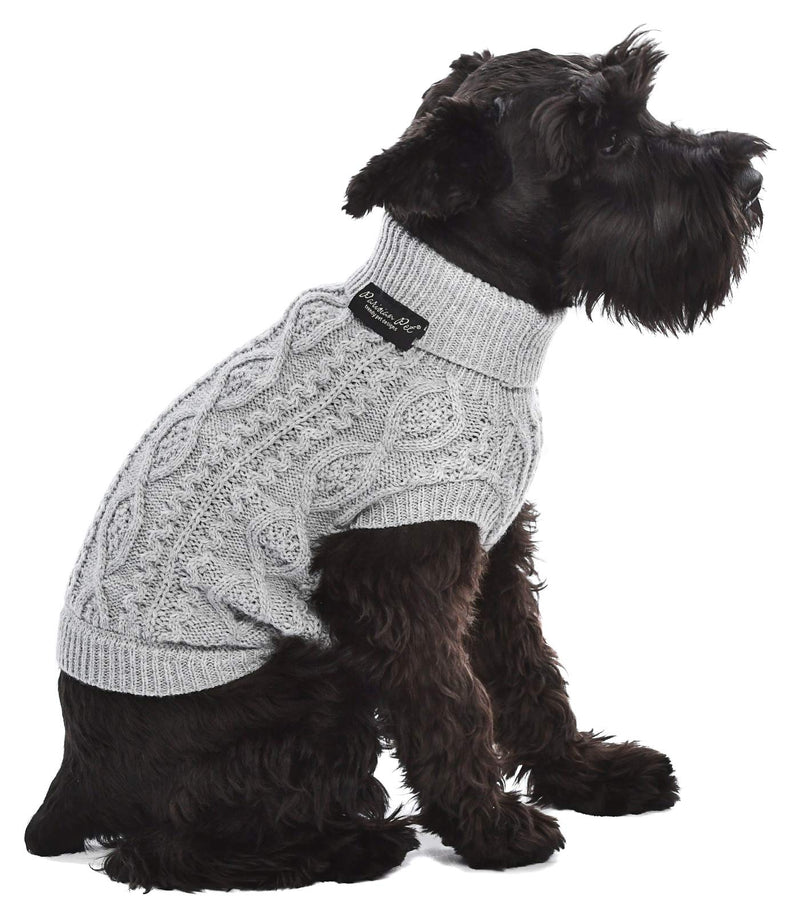 Parisian Pet - Turtleneck Sweater for Dogs - Gray Cable Knit Pullover – Warm Puppy Clothes - Size XL Cable Knit Gray - PawsPlanet Australia