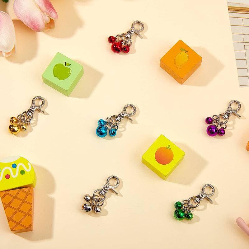 Pack of 6 Pet Bells for Collars Loud Dog Bells Key Rings Dog Bells Collar Charm Dog Triple Bell Pendant for Dogs (Green, Red, Blue, Purple, Silver, Gold) - PawsPlanet Australia