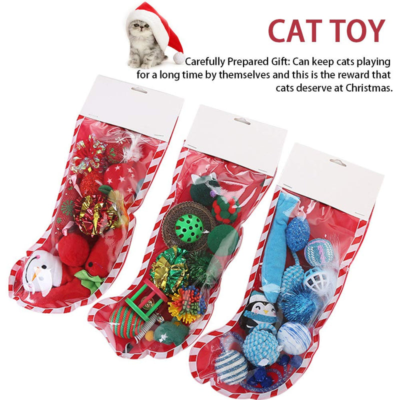 ZQEDY Cat Toy Filler,Funny Plush Squeaking Christmas Stocking Indoor Cat Toy Set Combination Gift Red - PawsPlanet Australia