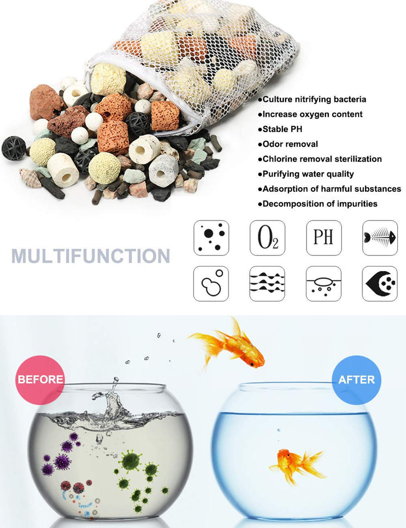 [Australia] - ZOOPOLR 500g Bio Balls Ceramic Rings Set, Aquarium Biological Filter Media for Fish Tank and Pond, Fish Tank Filter, Decorations, Accessories (500g, 1.1lb) 