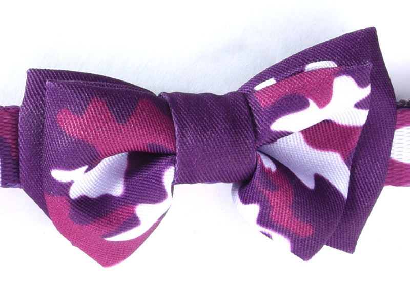 [Australia] - Cutesy Pet Dog Collar with Adjustable Bow | 4 Designs in 4 Sizes | Comfortable and Strong Purple Camo X-Small 