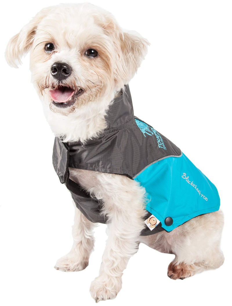 [Australia] - touchdog Subzero-Storm Waterproof 3M Reflective Dog Coat w/Blackshark Technology Sky Blue, Black Large 