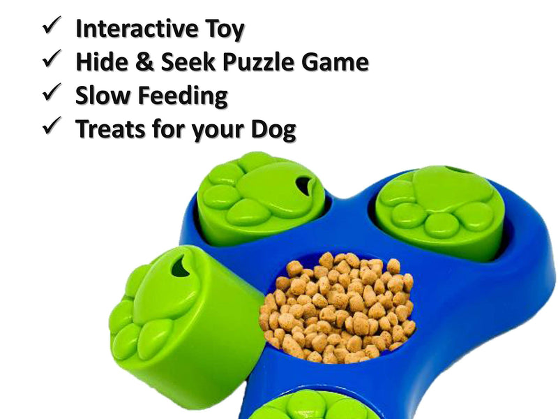 Pet Toys Hide and Treat BONE PUZZLE Interactive Dog Toys for Boredom Treat and Train Bowl Dog Activity Toy Fun Game (Blue) Blue - PawsPlanet Australia