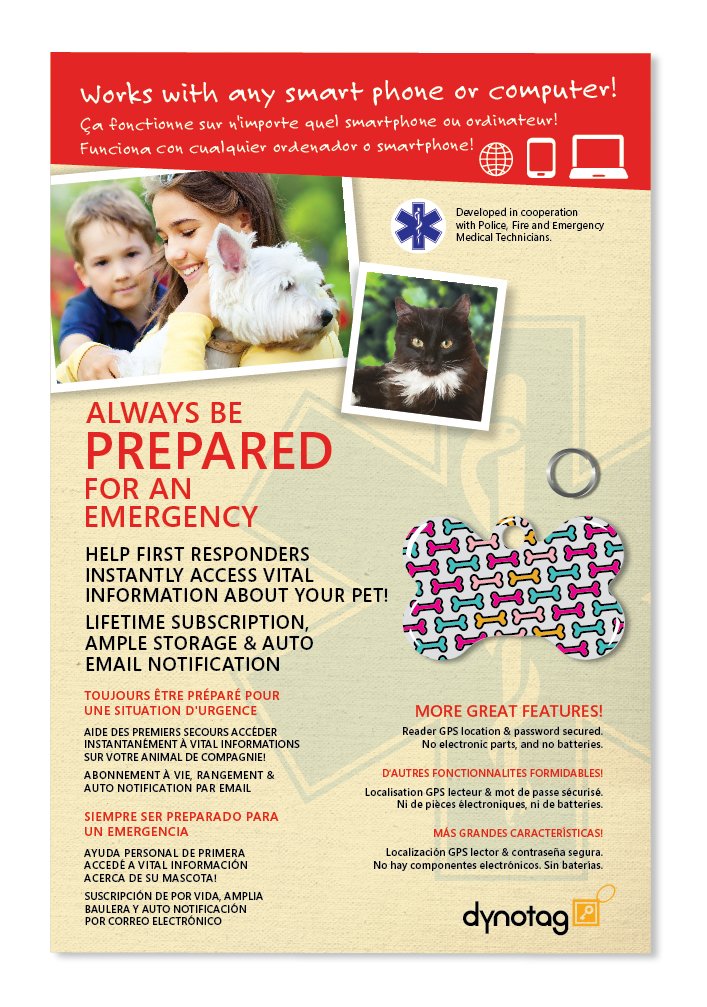 Dynotag Web/Location Enabled QR Code Smart, Deluxe Coated Steel Pet Tag - Play Series - Bone Bone Storm - PawsPlanet Australia