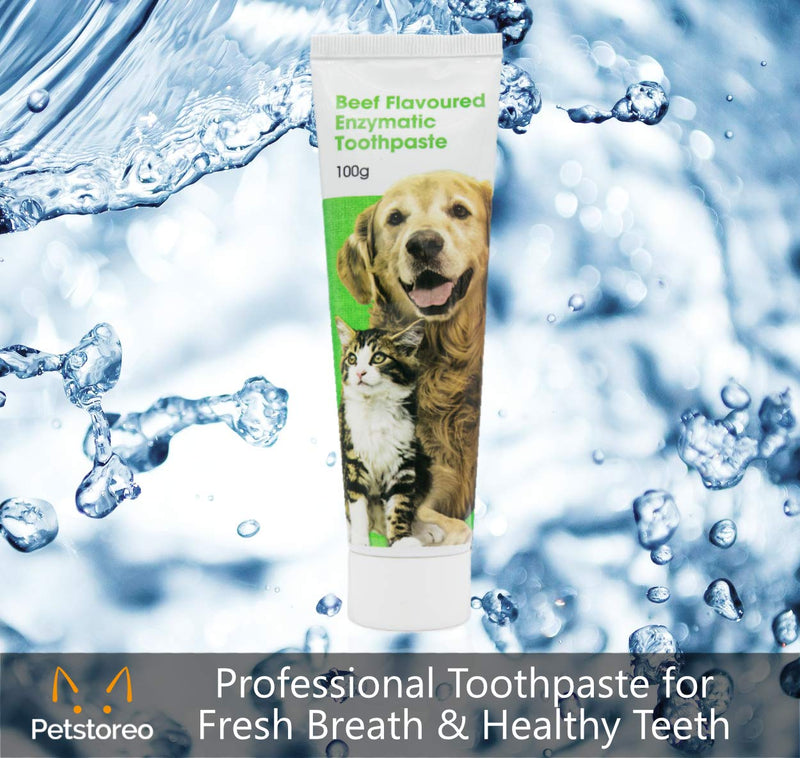 Petstoreo Enzymatic Dog Toothpaste - Used by UK Vets - 100g - Beef Flavour - Suitable for Cats - PawsPlanet Australia