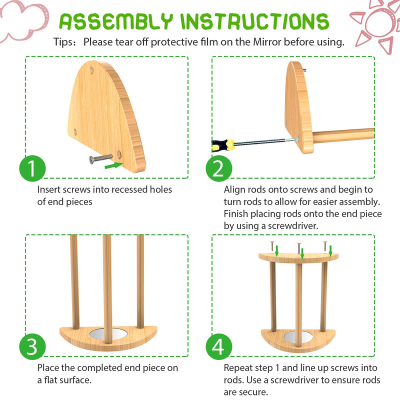 Ensayeer Bamboo Chicken Perch with Mirror, Strong Roosting Bar for coop and brooder, Training Perch for Large Bird, Hens, Parrots, Macaw, Easy to Assemble and Clean, Fun Toys for Chicken 7.1 inch - PawsPlanet Australia