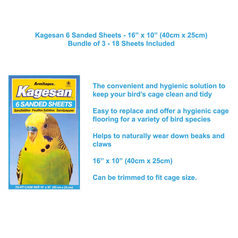 Kagesan Blue BIRD CAGE SAND PAPER SHEETS 3X6 PACK = 18 SHEETS 40cmX25cm 3 PACKS - PawsPlanet Australia