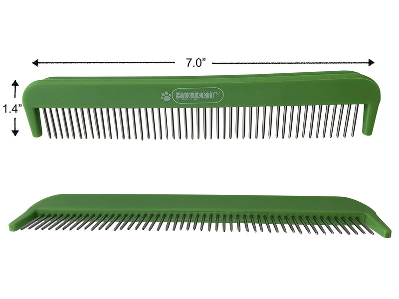 [Australia] - Pixikko Pet Grooming Comb with 360 Degree Rotating Pins for Cats, Dogs, and Other Small Animals Daily Grooming, Remove mat and tangles. 7-in, Green. 