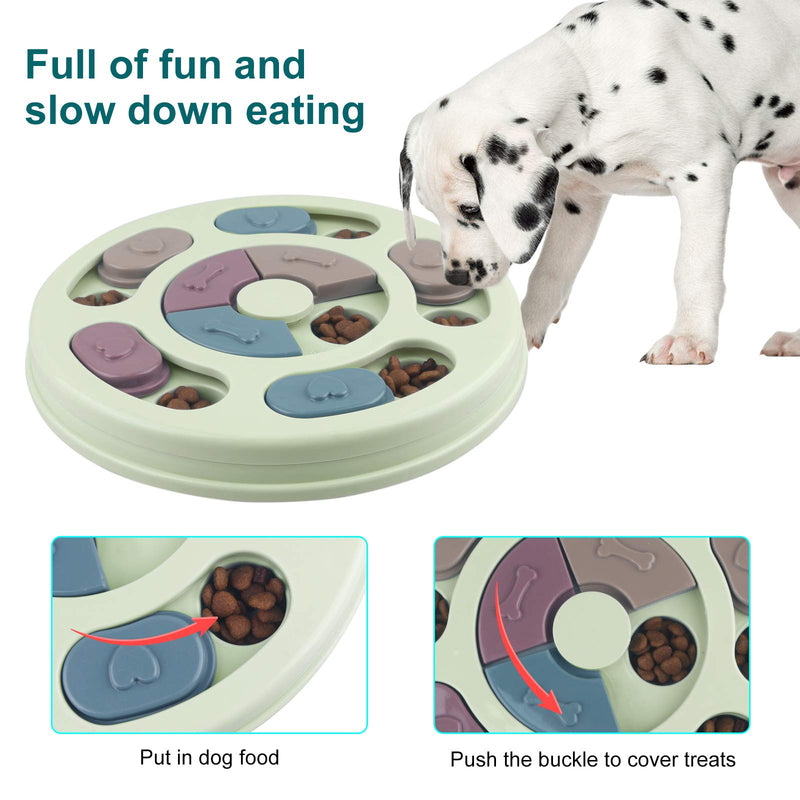 Elezenioc Dog Puzzle Feeder Toy,Puppy Treat Dispenser Slow Feeder,Dog Stimulation Toy Brain Games Toys, Puzzle Toys with Non-Slip for Dog Puppy Cat (Green) - PawsPlanet Australia