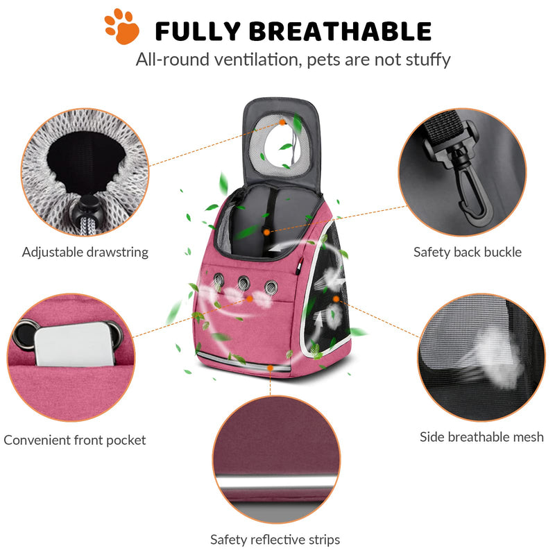 ALLSOPETS Dog Backpack Cat Carrier Bag Travel Pet Backpack Portable Breathable Rucksack Pet Bags Shoulder Bag Hiking Pet Carrying Bag for Small Dog Cats Pet Puppy Backpack Pink - PawsPlanet Australia