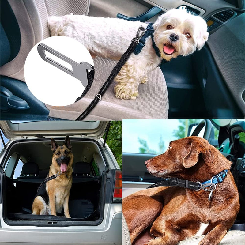 Car Seat Belt for Dogs, Adjustable Dog Safety Belt for Car, Dog Car Harnesses Belt, Dog Car Harness with Elastic Shock Absorption and Strong Carabiners (Black) - PawsPlanet Australia