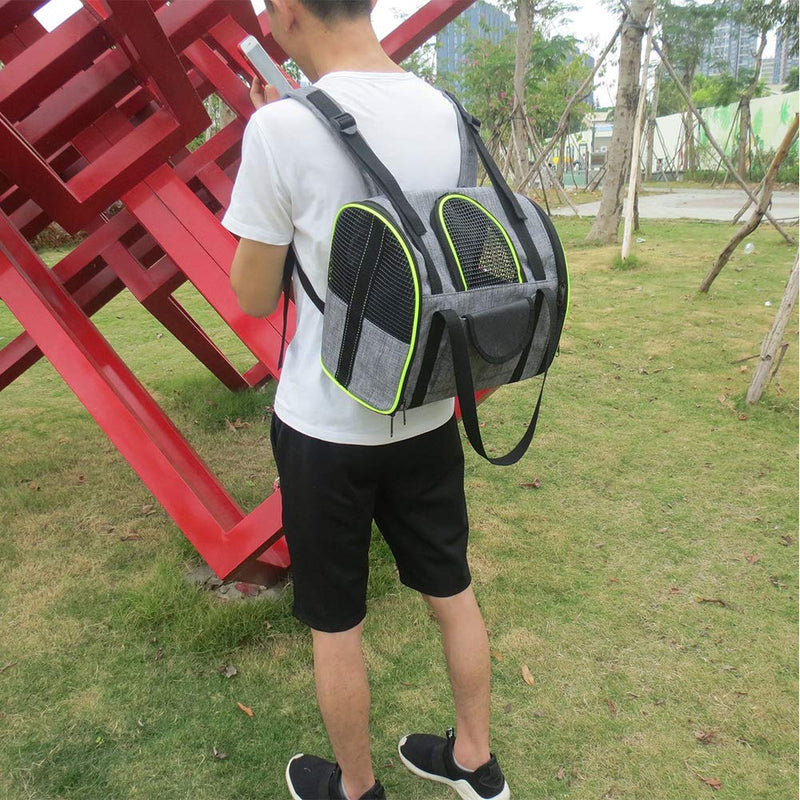 Xingsiyue Comfort Cat Backpack Dog Carrier Foldable Small Pet Carriers Mesh Ventilation Travel Transport Rucksack 35*23*28 cm / 13.7*9*11 inch Green - PawsPlanet Australia