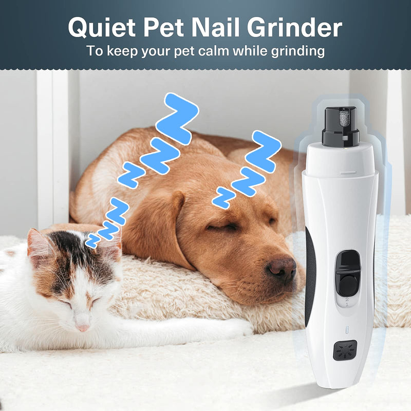 PcEoTllar Claw Grinder for Dogs with Light, 2 Speed Nail File Dog Claws Electric Quiet Rechargeable Paw Care Nail Clippers for Small Medium Dogs & Cats - PawsPlanet Australia