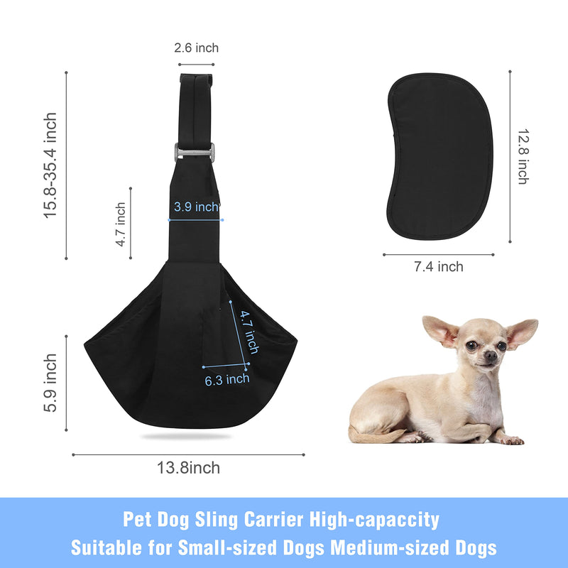 YUDODO Pet Dog Sling Carrier Adjustable Padded Shoulder Strap Puppy Sling for Small Medium Dog Cat Hand Free Dog Crossbody Carrier with Safe Mesh Suitable for Outdoor Travel Black with Bottom Plate - PawsPlanet Australia