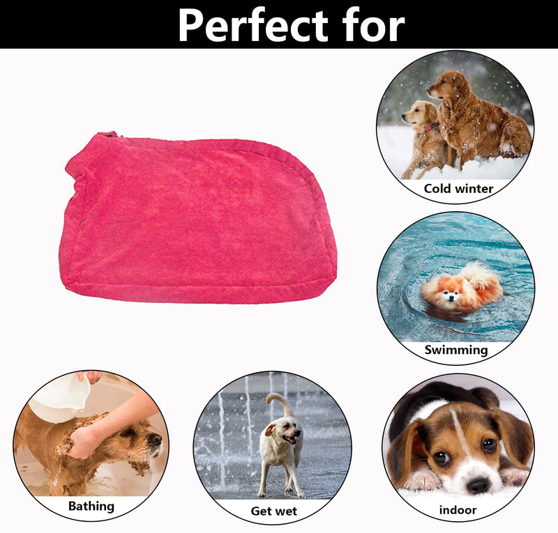 Pethiy - Premium dog bathrobe made of microfiber - dog drying bag, dog bath towel with zipper, super absorbent soft dog towel suitable for bathing and swimming-red-S Plus S-Plus Red - PawsPlanet Australia