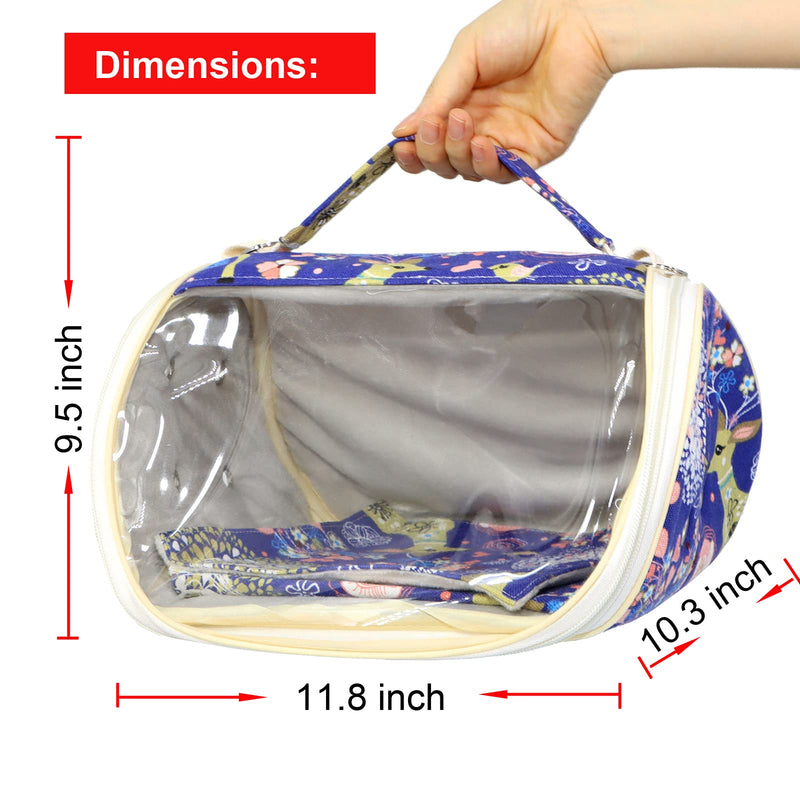 KINTOR Hamster Carrier Bag Small Animal Portable Breathable Outgoing Bag for Guinea Pig Hedgehog Squirrel Chinchilla mice Rats Sugar Glider Ferret Small Parrots Blue Deer Large - PawsPlanet Australia