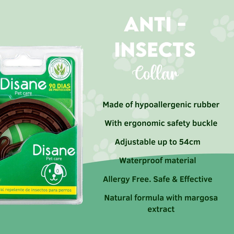 DISANE 100% Natural Pest Collar for Dogs | 3 months protection against insects and parasites: defense against fleas, ticks and mosquitoes - Leishmania | Antiparasitic collar for dogs and puppies - PawsPlanet Australia