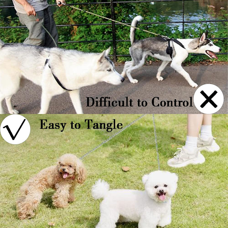 JVHLOV Double Metal Dog Leash, 360° Rotating Splitter for Two Dog Leashes, Double Dog Clutch, Double Leash, for Twins and Large Medium and Small Dogs - PawsPlanet Australia