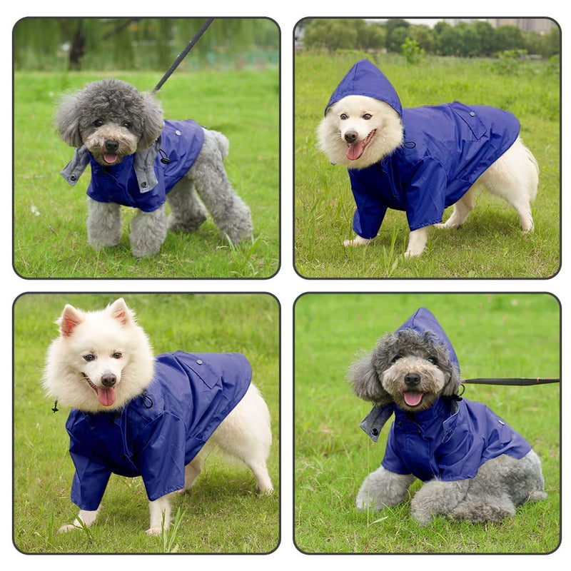 Dogs Raincoats waterproof, Stylish Premium Dogs Waterproof Coat with Legs, Dog Coats Waterproof with Zipper, Dogs Raincoats, Adjustable Drawstring, Removable Hood, Warm Waterproof Dog Coat - Blue XS - PawsPlanet Australia