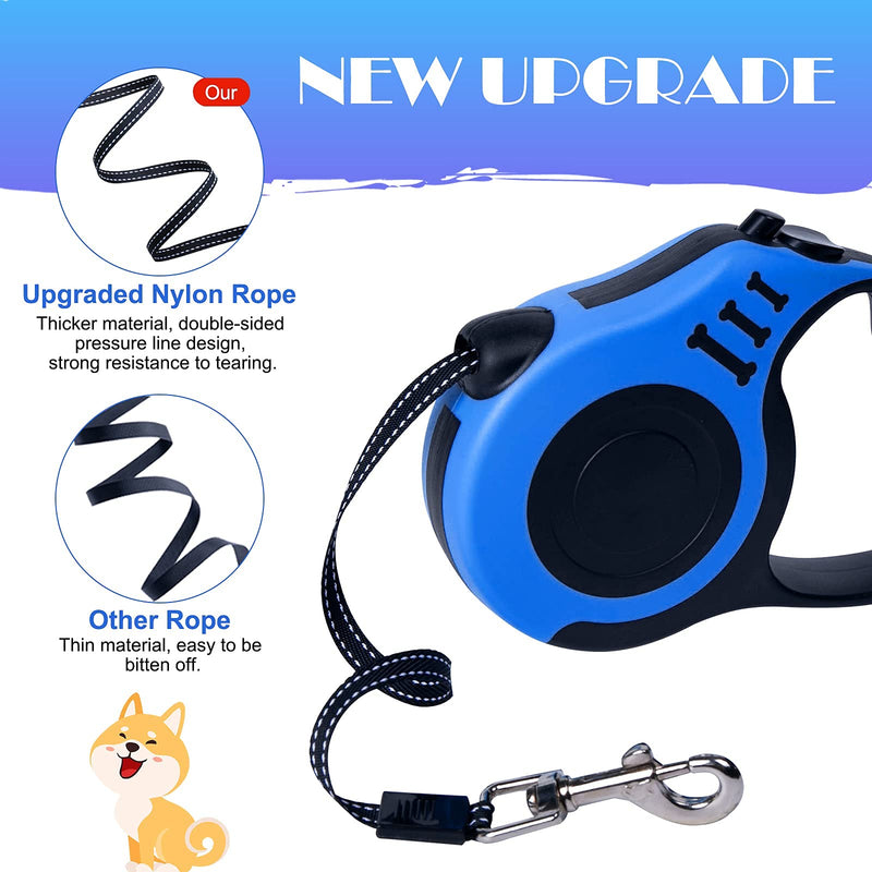 Dunhuang Retractable Dog Leash for X-Small/Small/Medium Dogs up to 22 lbs, 10 FT 360° Tangle Free Pet Walking Leash with 1 Collapsible Silicone Dog Bowl + 1 Waste Bag Dispenser + 3 Waste Bag Blue 10ft (for Dogs Up to 22lbs) - PawsPlanet Australia