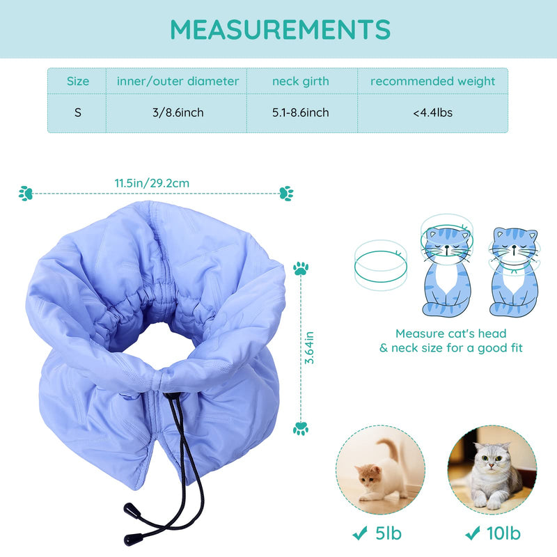 Cat Recovery Collar, Soft Adjustable Cat Cone Alternative, Lightweight Waterproof Fasteners Collars for Cats Kittens Puppies, After Surgery Stop Licking and Daily Use (Neck girt 6.3"-9.1") - PawsPlanet Australia