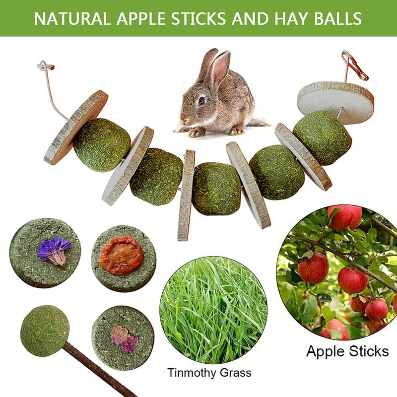 Petawi Rabbit Toys 7 in 1, Bunny Chew Toys for Teeth Grinding, Improve Dental Health, Natural Handmade Materials Small Animal Chew Toys Supplies for Rabbits, Guinea Pigs, Chinchillas, Hamsters - PawsPlanet Australia