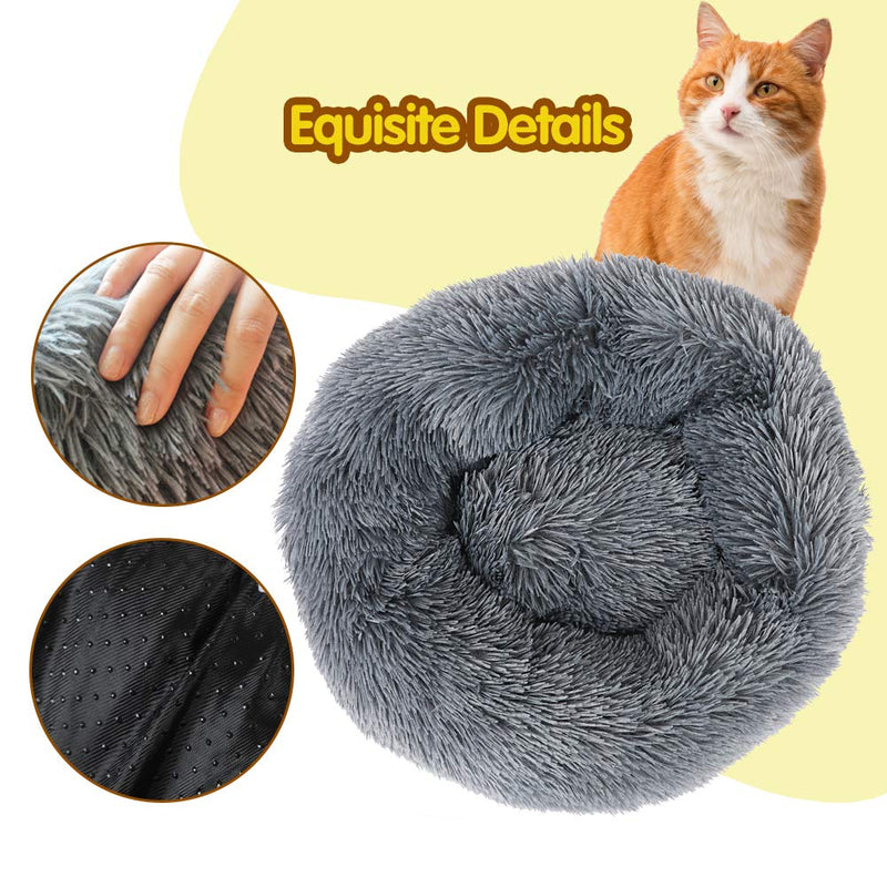 EMUST Pet Cat Bed Dog Bed, 5 Sizes for Small Medium Large Pet Cats Dogs, Round Donut Cat Beds for Indoor Cats, Anti-Slip Marshmallow Dog Beds, Multiple Colors 15.7 Inch (Pack of 1) darkgrey - PawsPlanet Australia