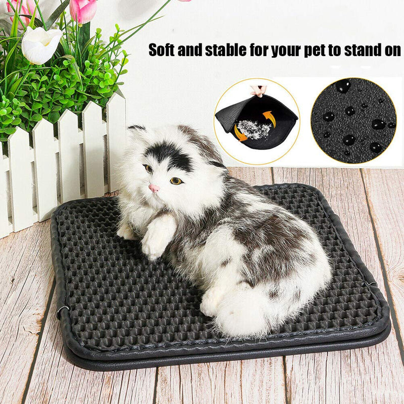 Almabner Cat Litter Mats Trapping Pads, EVA Honeycomb Double Layer Trapper Anti Slip Non Toxic Waterproof Slim Cat Litter Mat, Foldable Pad for Decentralized Control for Litter Box 30*30*0.7cm - PawsPlanet Australia