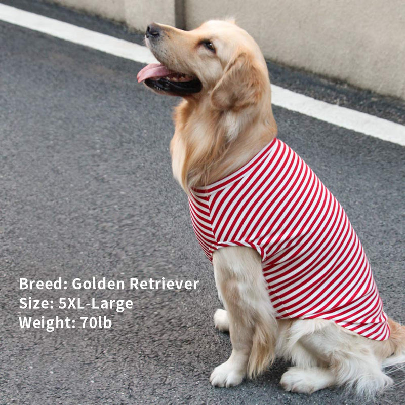 Striped Dog T-Shirts Cotton Basic Vest Summer Pet Dog Clothes, Cool & Soft Dog Shirts for Large to Small Dogs XX-Large Red - PawsPlanet Australia