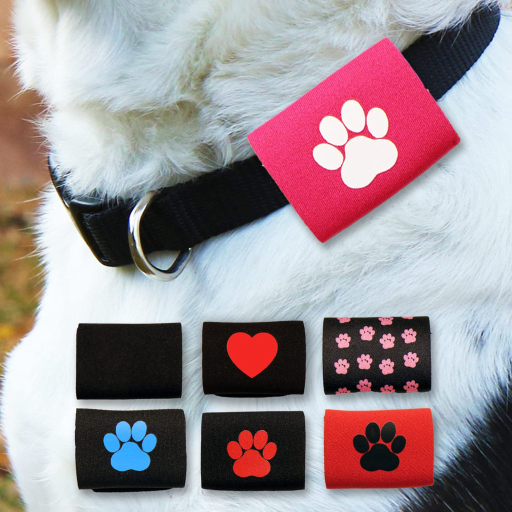 Dapper Dog Pet Tag Silencer and AirTag Holder (Pink with White Paw) Pink With White Paw - PawsPlanet Australia