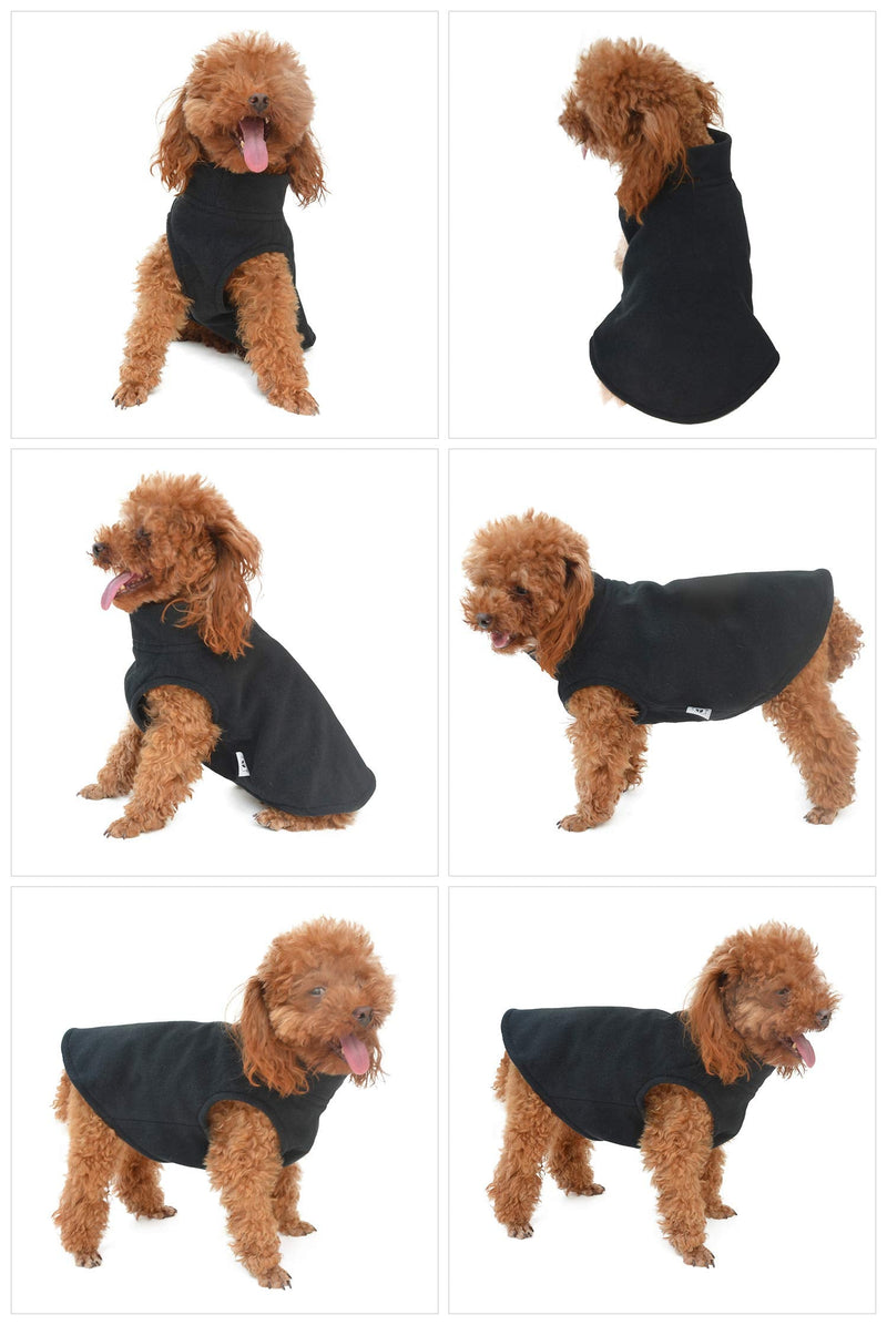 Dog Winter Vest Warm Breathable Dog Polar Fleece Vest Jacket, Lightweight Round Neck Winter Coat with Leash Neck Hole for Small Medium Large Dogs Black XS XS (Small Dog -6lbs) - PawsPlanet Australia