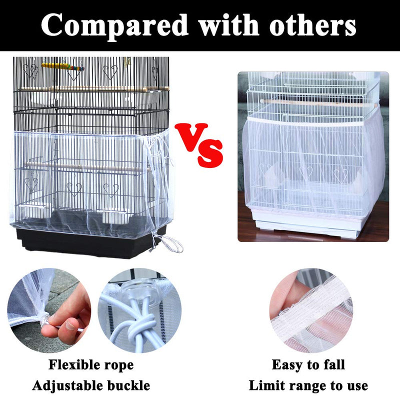 [Australia] - ASOCEA Bird Cage Seed Catcher Parrot Cage Mesh Skirt Universal Birdcage Cover Birdseed Nylon Net Guard Extra Large - Black&White (Not Include Birdcage) 