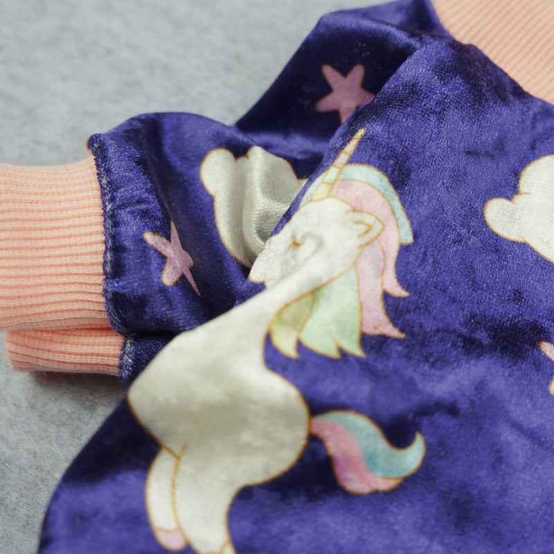 [Australia] - Fitwarm Fairy Unicorn Dog Pajamas Pet Clothes Jumpsuit PJS Apparel Soft Velvet Purple XS 